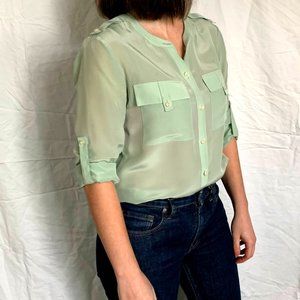 Banana Republic-Heritage Green Silk Military cut